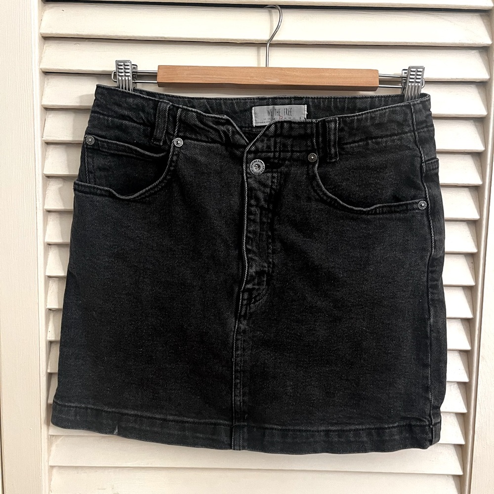 Free People Black Denim Mini Skirt Size 28 Good Used Condition